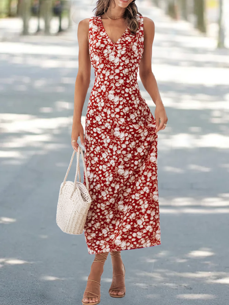 Jersey Casual Dress With No, Red, Dresses