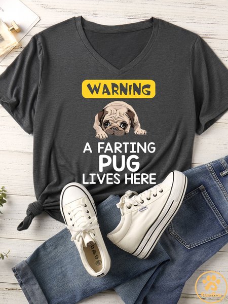 Women's Warning A Farting Pug Lives Here Matching V Neck T-Shirt, Gray, T-shirts
Women's Warning A Farting Pug Lives Here Matching V Neck T-Shirt, Gray, T-shirts
