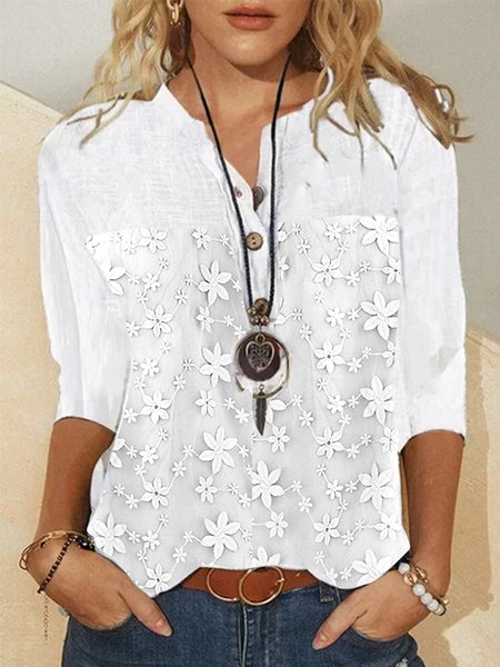 Women's casual half cardigan embroidery stitching Regular Fit Plain Casual Crew Neck Blouse, White, Blouses & Shirts
Women's casual half cardigan embroidery stitching Regular Fit Plain Casual Crew Neck Blouse, White, Blouses & Shirts