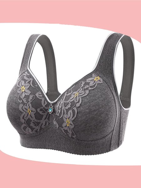 Breathable Comfort Rhinestone Wireless Bra, Black, Bra & Bra Sets