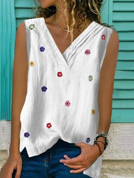 Women Casual Floral V Neck Loose Basic Sleeveless Summer Tank Top, White, Tank Tops & Camis
Women Casual Floral V Neck Loose Basic Sleeveless Summer Tank Top, White, Tank Tops & Camis