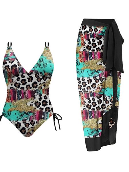 Vacation Abstract Printing V Neck One Piece With Cover Up, Multicolor, swimwear>>One-Pieces
Vacation Abstract Printing V Neck One Piece With Cover Up, Multicolor, swimwear>>One-Pieces