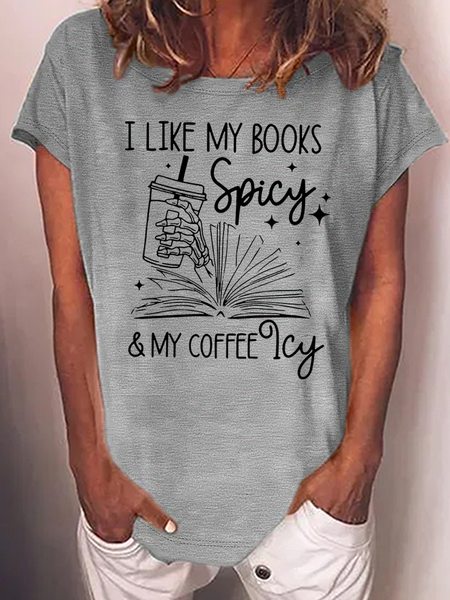 Women’s I Like My Books Spicy and My Coffee Icy Funny Cotton Casual T-Shirt, Gray, T-shirts
Women’s I Like My Books Spicy and My Coffee Icy Funny Cotton Casual T-Shirt, Gray, T-shirts