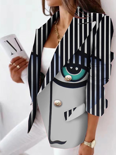 Lightweight Urban Striped Long sleeve Lapel Collar Loose Blazer, As picture, Blazers
Lightweight Urban Striped Long sleeve Lapel Collar Loose Blazer, As picture, Blazers