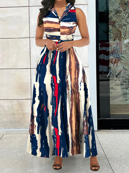 Lapel Collar Urban Regular Fit Sleeveless Maxi Dress With No Belt, As picture, Maxi Dresses
Lapel Collar Urban Regular Fit Sleeveless Maxi Dress With No Belt, As picture, Maxi Dresses