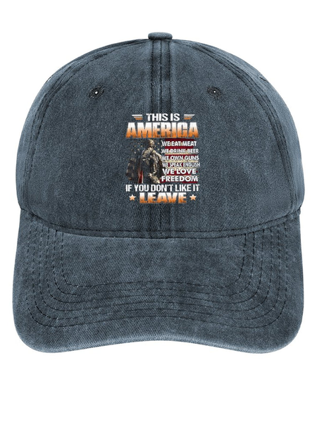 

Men's This Is America If You Don't Like It Leave Adjustable Denim Hat, Blue, Men's Hats