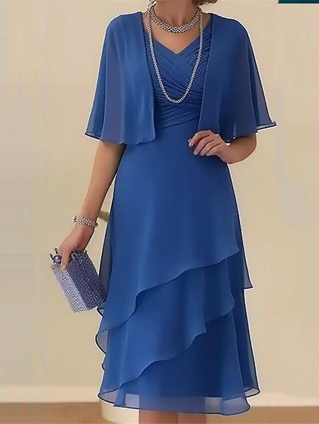 V Neck Chiffon Plain Elegant Two-Piece Set, Blue, Suit Set
V Neck Chiffon Plain Elegant Two-Piece Set, Blue, Suit Set