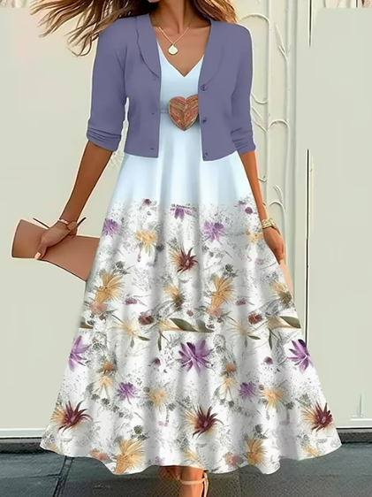 Loose Casual Wrap Two-Piece Set, Purple, Suit Set