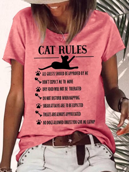 Women's Funny Cat Rules Graphic Printing Cotton-Blend Cat Casual Crew Neck T-Shirt, Red, T-shirts
Women's Funny Cat Rules Graphic Printing Cotton-Blend Cat Casual Crew Neck T-Shirt, Red, T-shirts