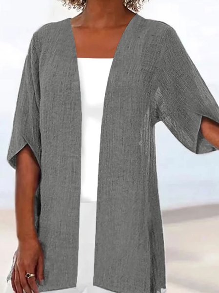 Women Casual Plain Loose Open Front Half Sleeve Cardigan Blouse, Light gray, Blouses & Shirts
Women Casual Plain Loose Open Front Half Sleeve Cardigan Blouse, Light gray, Blouses & Shirts
