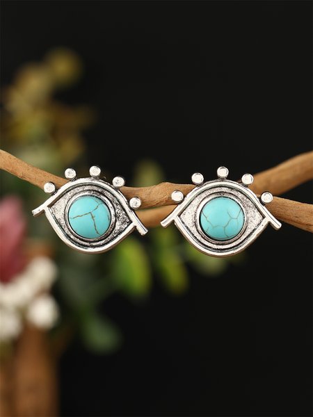 

Retro Abstract Ethnic Pattern Turquoise Earrings Vacation Casual Women's Jewelry, As picture, Earrings