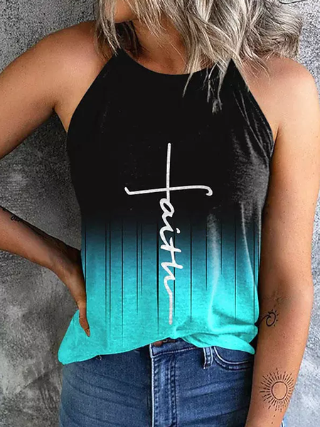 Women's Ombre Faith Gradient Casual Camisole, Green, Tank Tops
