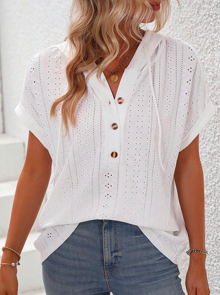 Buttoned Casual Hoodie Loose Eyelet Embroidery Batwing Sleeve Drawstring Hooded Shirt, White, Shirts & Blouses
Buttoned Casual Hoodie Loose Eyelet Embroidery Batwing Sleeve Drawstring Hooded Shirt, White, Shirts & Blouses