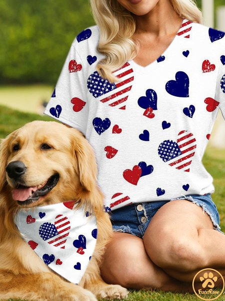 Women's Cute Dog Lover America Flag Casual Loose Matching T-Shirt, White, T-shirts
Women's Cute Dog Lover America Flag Casual Loose Matching T-Shirt, White, T-shirts