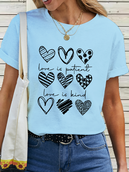 Women's Heart Pattern Crew Neck Simple Text Letters Cotton T-Shirt, Light blue, T-shirts
Women's Heart Pattern Crew Neck Simple Text Letters Cotton T-Shirt, Light blue, T-shirts