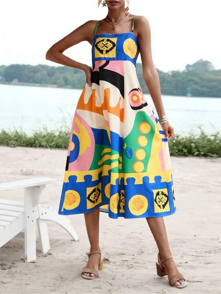Geometric Square Neck Vacation Regular Fit Midi Dress With No Belt, As picture, Midi Dresses
Geometric Square Neck Vacation Regular Fit Midi Dress With No Belt, As picture, Midi Dresses