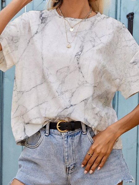 Abstract Casual Regular Fit T-Shirt, White, T-Shirts
