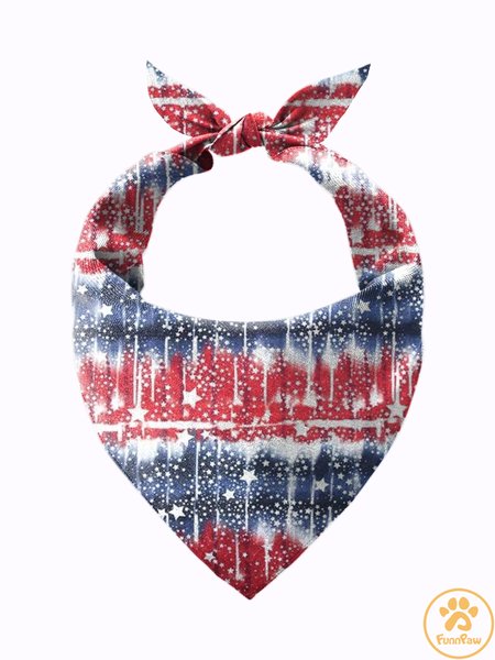 America Flag Matching Dog Print Bib, Blue, Pet Bandanas