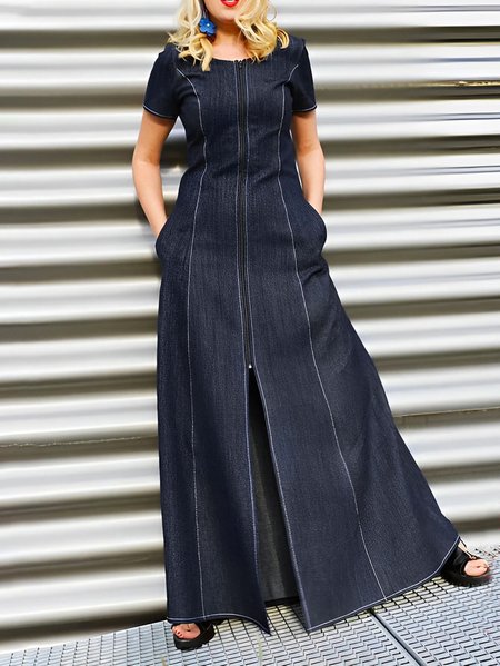 Plus Size Plain Urban Regular Fit Crew Neck Maxi Dress, Deep blue, Plus Dresses
Plus Size Plain Urban Regular Fit Crew Neck Maxi Dress, Deep blue, Plus Dresses