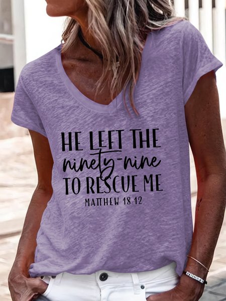 Women's Left The Ninety Nine V-Neck Casual T-Shirt, Purple, T-shirts