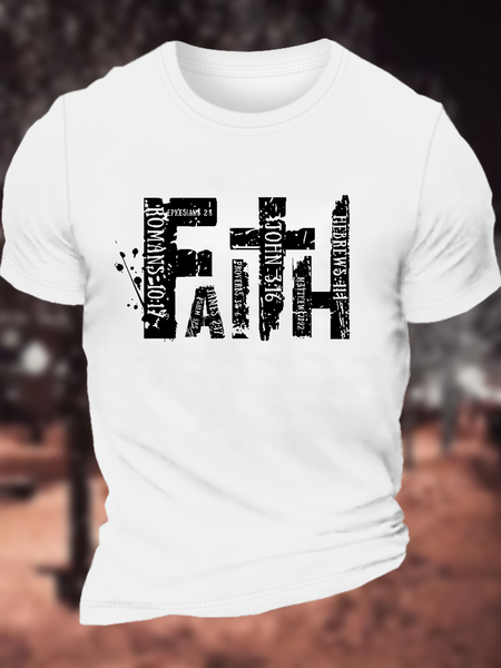 Men's Christian Bundle: Faith Loose Casual Crew Neck T-Shirt, White, T-shirts