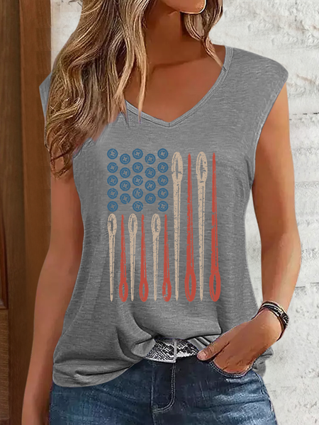 Women's Sewing Flag V Neck Regular Fit Simple Cotton-Blend Tank Top, Gray, Tank Tops
Women's Sewing Flag V Neck Regular Fit Simple Cotton-Blend Tank Top, Gray, Tank Tops