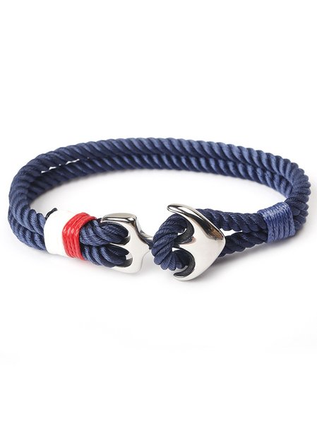 

Beach Vacation Anchor Shapes Handwoven Bracelets Men's Jewelry, Dark_blue, Acc