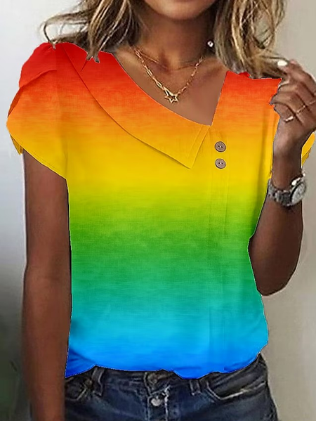 Loose Asymmetrical Casual Shirt, Orange, Shirts & Blouses