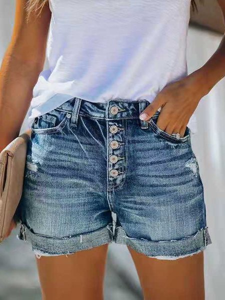 Ladies Urban Casual Fit Micro Elastic Straight Denim Shorts Versatile, Light blue, Shorts
Ladies Urban Casual Fit Micro Elastic Straight Denim Shorts Versatile, Light blue, Shorts