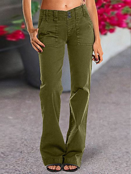 Loose Cotton Buttoned Casual Double Button Mid Waist Straight Leg Pants, Green, Pants
Loose Cotton Buttoned Casual Double Button Mid Waist Straight Leg Pants, Green, Pants