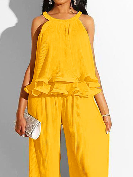 Lightweight Elegant Loose Crew Neck Sleeveless Plain Shirt, Yellow, Blouses and Shirts
Lightweight Elegant Loose Crew Neck Sleeveless Plain Shirt, Yellow, Blouses and Shirts