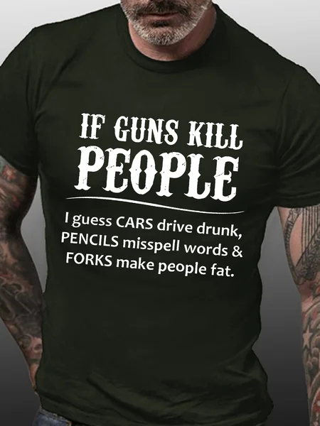 Men's If Gun Kill The People Cotton Casual Loose T-Shirt, Green, T-shirts
Men's If Gun Kill The People Cotton Casual Loose T-Shirt, Green, T-shirts
