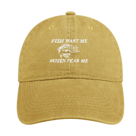 Men's /Women's Fish Want Me Women Fear Me Graphic Printing Regular Fit Adjustable Denim Hat, Yellow, Hats
Men's /Women's Fish Want Me Women Fear Me Graphic Printing Regular Fit Adjustable Denim Hat, Yellow, Hats