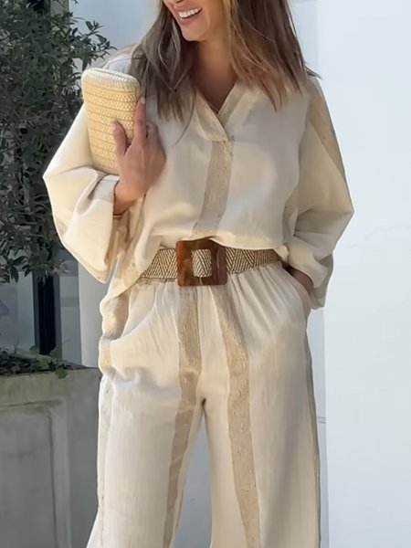 Casual Shirt Collar Loose Striped Blouse, As picture, Blouses and Shirts