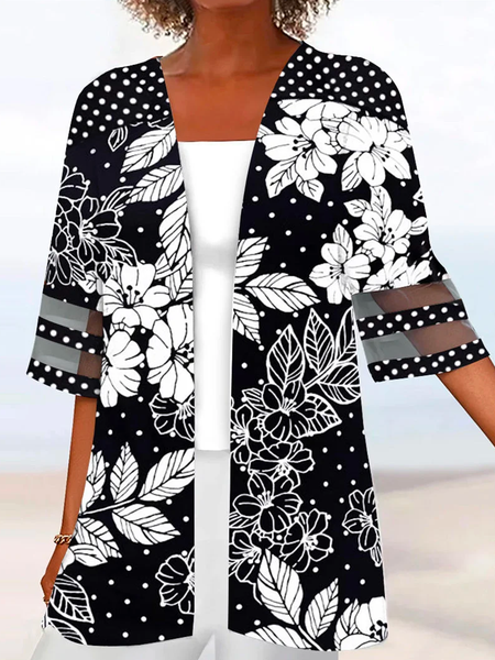Loose Elegant Women Half Sleeve Scoop Neck Floral Printed Polka Dot Graphic Two-Pieced Tops, Black, Suit Set
Loose Elegant Women Half Sleeve Scoop Neck Floral Printed Polka Dot Graphic Two-Pieced Tops, Black, Suit Set