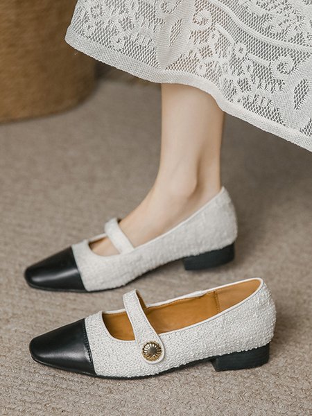

Elegant Color Block Metal Decor Velcro Mary Jane Shoes, Black, Heels