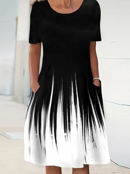 Loose Crew Neck Casual Dress, Black, Dresses