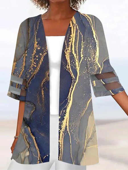Casual Loose Gradient Pattern Kimono, Purple, Cardigans