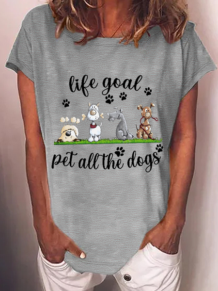 Women's Funny Life Goal Pet All The Dogs Crew Neck Casual Loose T-Shirt, Gray, T-shirts
Women's Funny Life Goal Pet All The Dogs Crew Neck Casual Loose T-Shirt, Gray, T-shirts