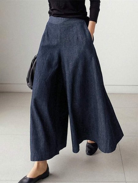 Wide leg Plain Loose Urban Denim Jeans, Deep blue, Jeans
Wide leg Plain Loose Urban Denim Jeans, Deep blue, Jeans