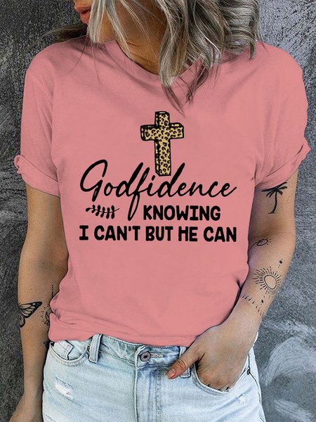 Women's Cotton Godfidence Knowing I Can't But He Can Casual Crew Neck T-Shirt, Pink, T-shirts
Women's Cotton Godfidence Knowing I Can't But He Can Casual Crew Neck T-Shirt, Pink, T-shirts