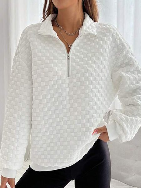 Casual V Neck Loose Plain Half Zip Drop Shoulder Sweatshirt, White, Sweatshirts & Hoodies
Casual V Neck Loose Plain Half Zip Drop Shoulder Sweatshirt, White, Sweatshirts & Hoodies