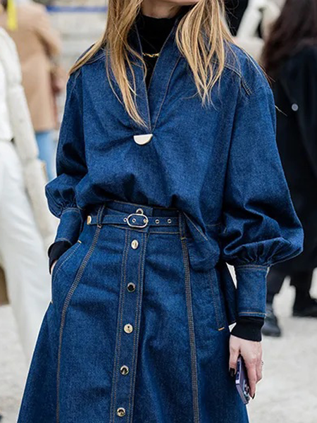 Plain Loose Stand Collar Long sleeve Urban Denim Blouse, Denim blue, Blouses and Shirts
Plain Loose Stand Collar Long sleeve Urban Denim Blouse, Denim blue, Blouses and Shirts