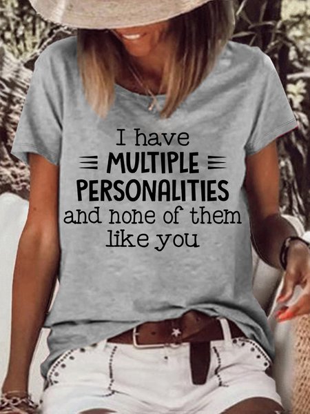 Women's I Have Multiple Personalities Casual Crew Neck Letters T-Shirt, Gray, T-shirts
Women's I Have Multiple Personalities Casual Crew Neck Letters T-Shirt, Gray, T-shirts