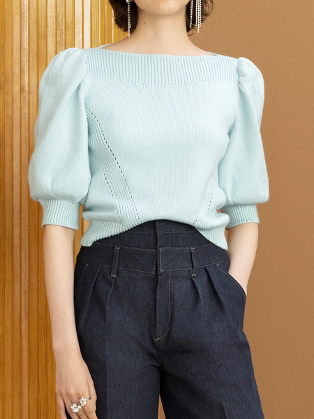 Micro-Elasticity Elegant Regular Fit Short sleeve Sweater, As picture, Pullovers