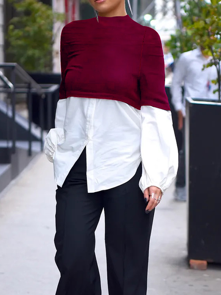 Micro-Elasticity Loose Stand Collar Long sleeve Color Block Urban Blouse, As picture, Blouses and Shirts
Micro-Elasticity Loose Stand Collar Long sleeve Color Block Urban Blouse, As picture, Blouses and Shirts
