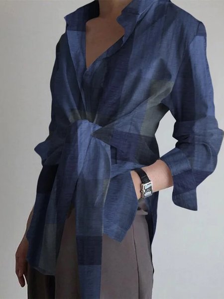 Long sleeve Geometric Loose Urban Blouse, As picture, Blouses and Shirts