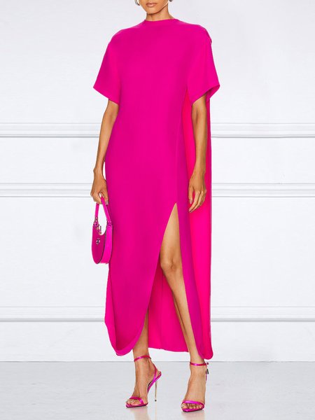 Short sleeve Plain Crew Neck Elegant Dress, Deep pink, Maxi Dresses
Short sleeve Plain Crew Neck Elegant Dress, Deep pink, Maxi Dresses