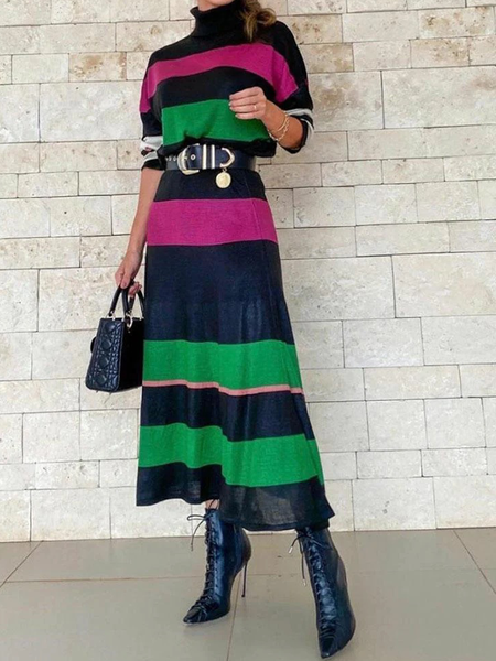 Micro-Elasticity Turtleneck Long sleeve Striped Elegant Regular Fit Sweater Dress, As picture, Maxi Dresses
Micro-Elasticity Turtleneck Long sleeve Striped Elegant Regular Fit Sweater Dress, As picture, Maxi Dresses