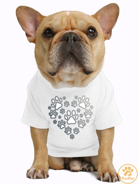 Love Footprints pet T-shirt, White, Pet T-shirts